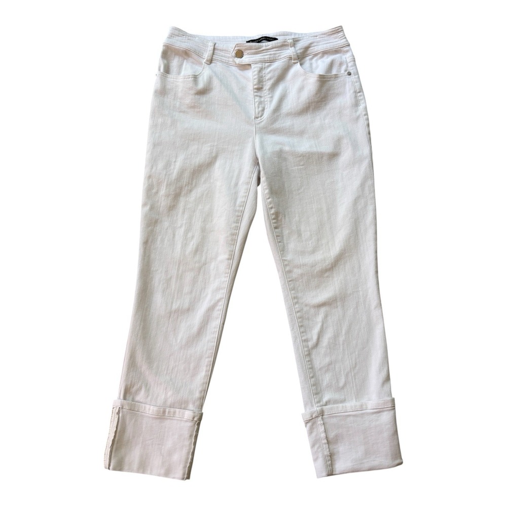 Chico's Black Label Women's 0.5 White Cropped Cuffed Jeans Minimalist Preppy